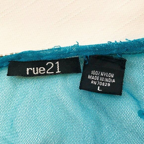 Vintage Y2K Fairycore Blue Beaded Sheer Sequin Cropped Cardigan Cover Up / L - Picture 6 of 6